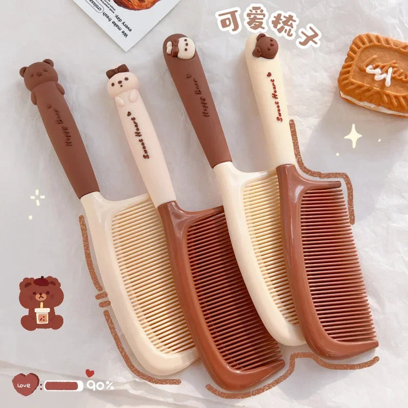 Cartoon Animal Straight Hair Comb for Kids Kawii Silicone Plastic Comb Soft Handle