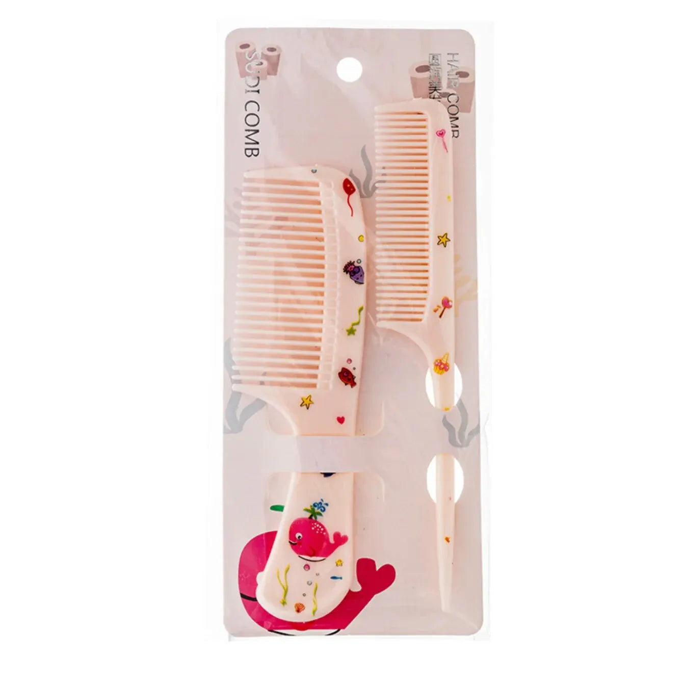 2Pcs Kids Hair Comb Set Cute Portable Anti-Static Plastic