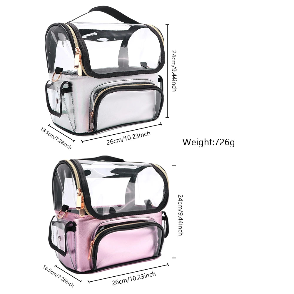 PVC Beauty Tools Bags Women Makeup Supplies Storage Backpack Hairdressing Waterproof Travel Bag Transparent Barber Box