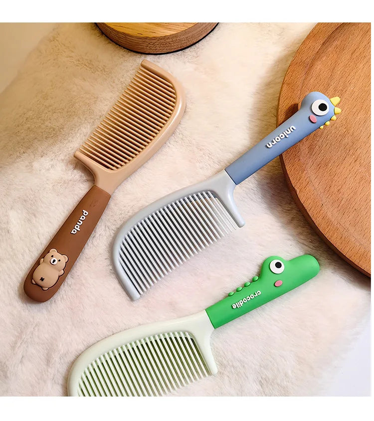 Cartoon Animal Straight Hair Comb for Kids Kawii Silicone Plastic Comb Soft Handle