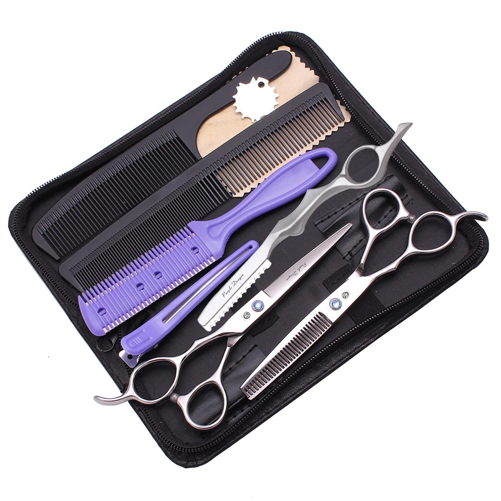 Left Hand Hairdressing Scissors Purple Dragon 6'' Barber Shop Cutting Shears Thinning Scissors Professional Hair Scissors Z8001