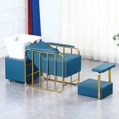 Color Custom Professional Elegant Lying Hair Salon Furniture Washing Bed Shampoo Chair With Basin