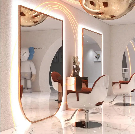 Barber shop single wall mirror net red wall mounted LED hairdresser mirror platform new style