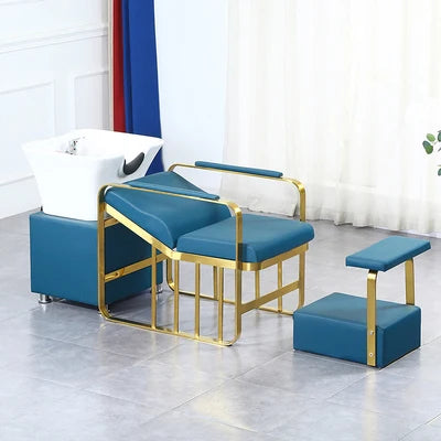 Color Custom Professional Elegant Lying Hair Salon Furniture Washing Bed Shampoo Chair With Basin