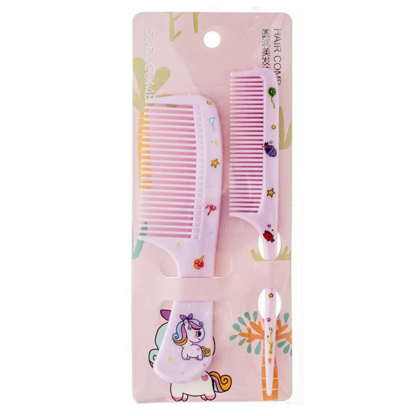 2Pcs Kids Hair Comb Set Cute Portable Anti-Static Plastic