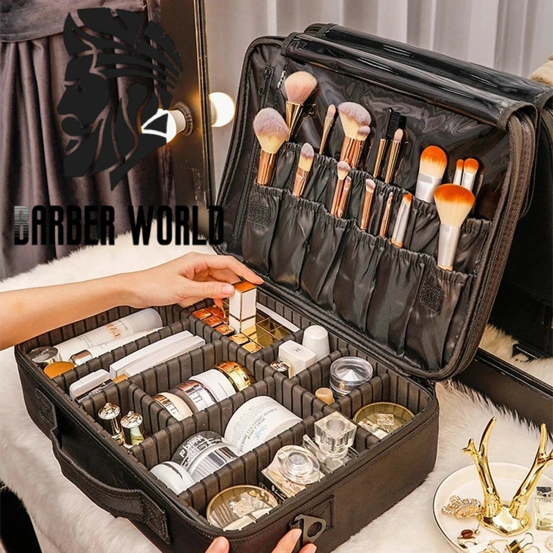 Beauty Artist Makeup Storage Bag Salon Barber Tools Box Adjustable Interval Size Organizer Portable Travel Carry Cosmetic Case