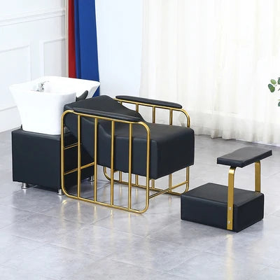 Color Custom Professional Elegant Lying Hair Salon Furniture Washing Bed Shampoo Chair With Basin