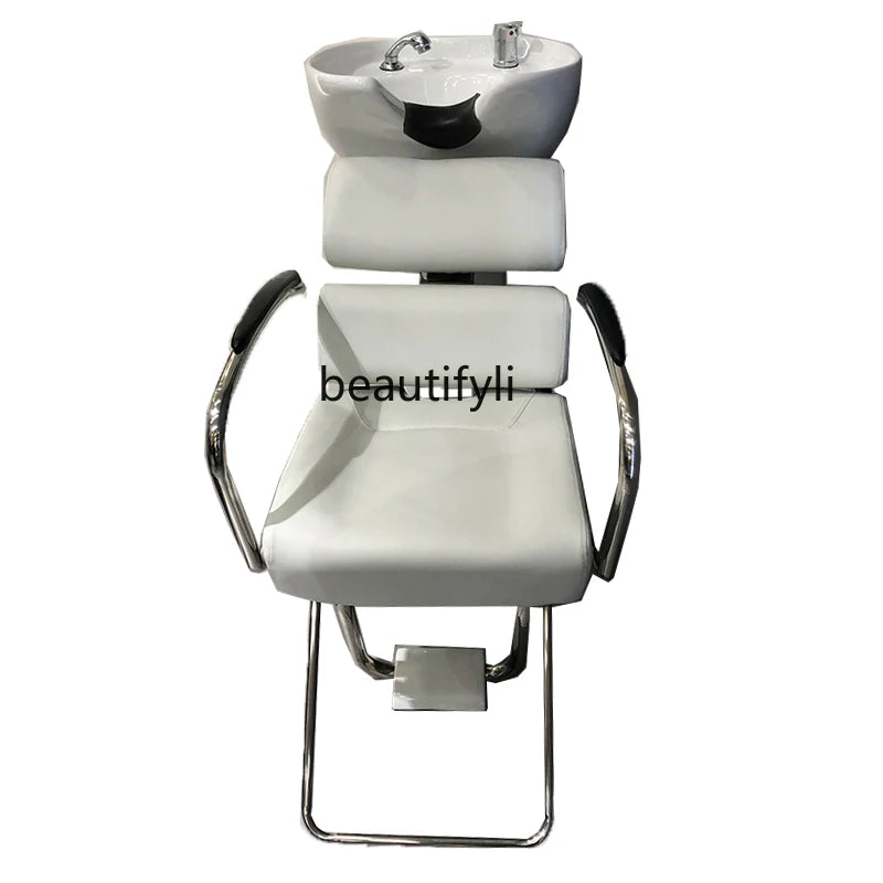 Half Recliner Shampoo Chair for Hair Salon Hairdressing Beauty Salon Flush Shampoo Japanese Sitting Hair-Washing Chair
