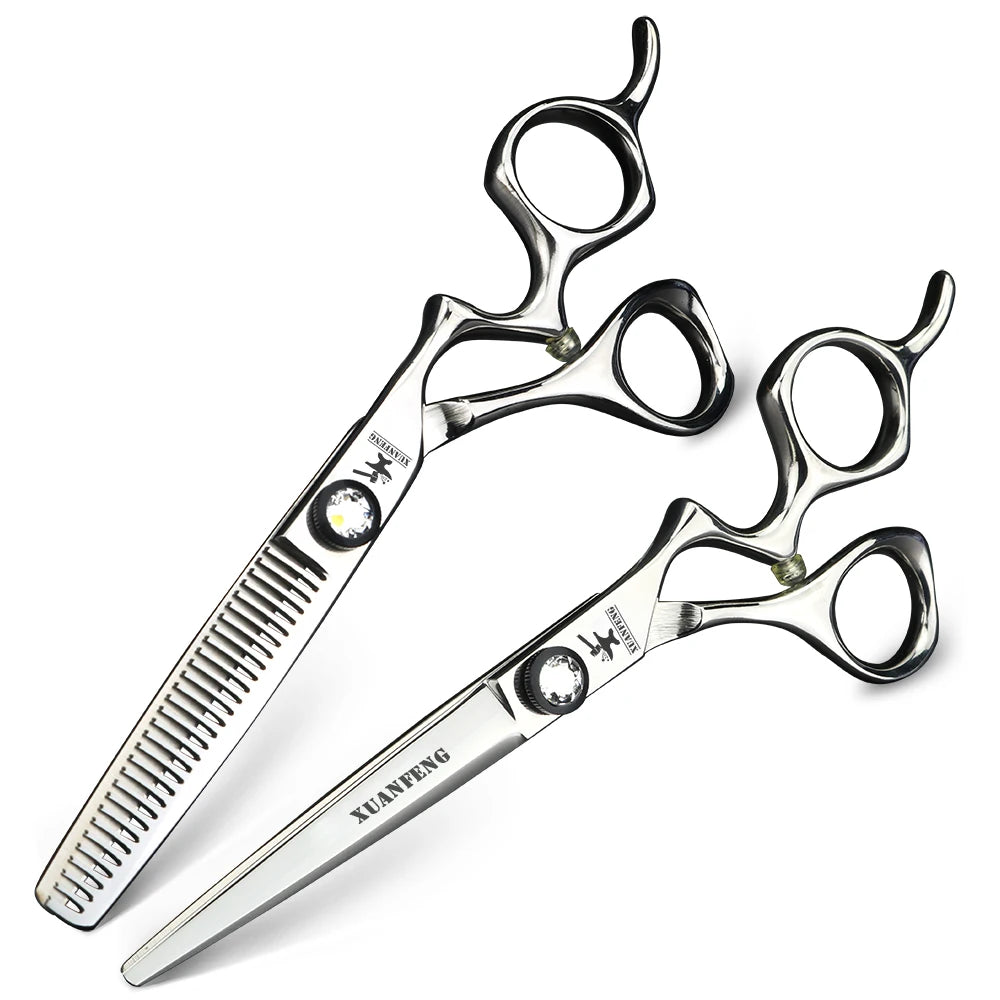 Aurora professional barber scissors 6 inch Japanese 440C steel hair scissors Cutting and thinning scissors