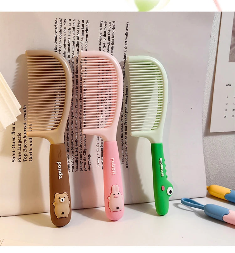 Cartoon Animal Straight Hair Comb for Kids Kawii Silicone Plastic Comb Soft Handle