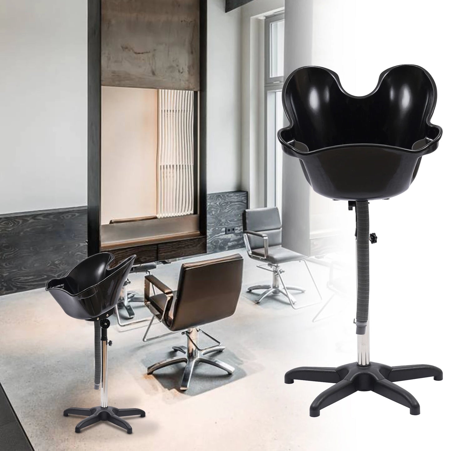 Portable Shampoo Bowl Deep Basin Height Adjustable Salon Hair Wash Tub Sink Portable Mobile Hairdressing Back Wash Shampoo Basin