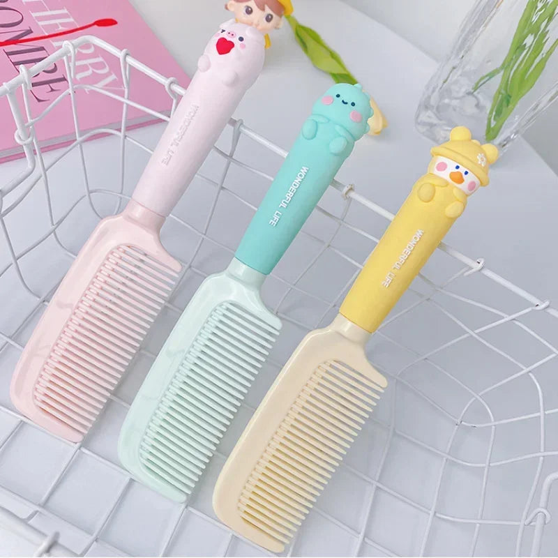 Cartoon Animal Straight Hair Comb for Kids Kawii Silicone Plastic Comb Soft Handle