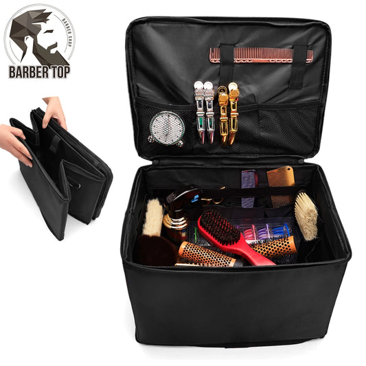 Foldable Barber Carrying Case with Shoulder Strap Salon Haircut Scissor Box Durable Hairdressing Tool Bag Pet Grooming Organizer