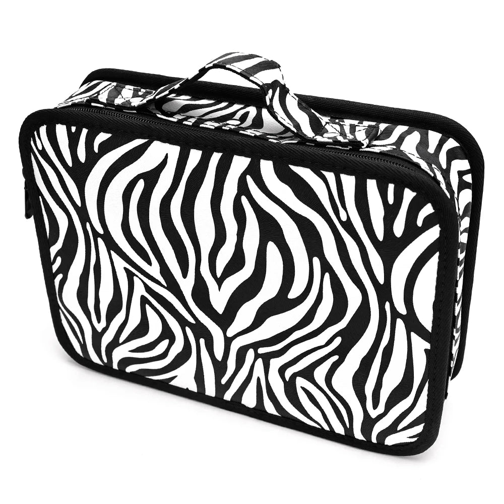 Salon Barber Bag Fashion Zebra Stripe Case Hairdressing Tools Storage Bag Beauty Makeup Tool Large Capacity Carrying Box