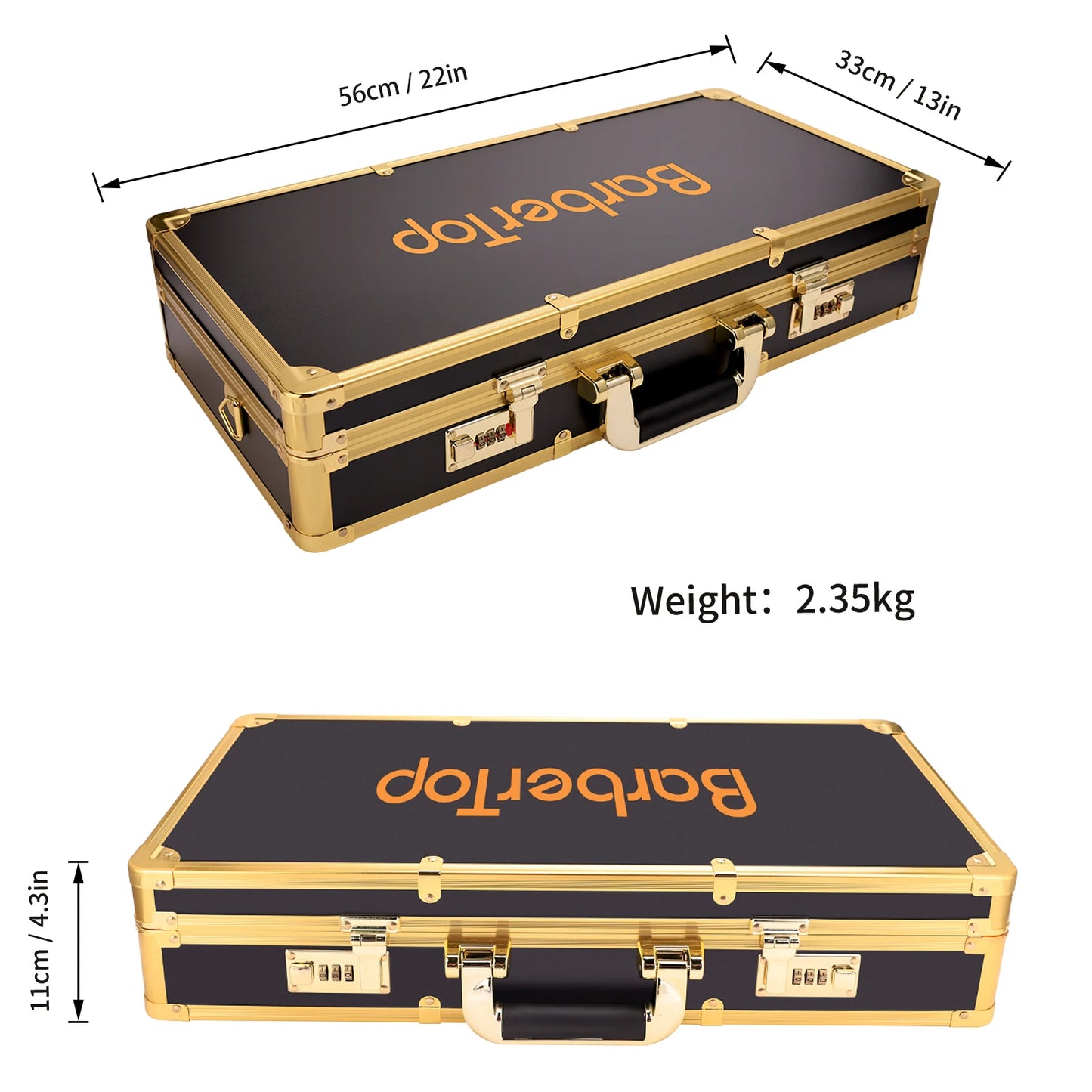 Barbertop Professional Gold Aluminum Suitcase Barber Tool Salon Hairdressing Accessories Atorage Case Carrying Travel Box