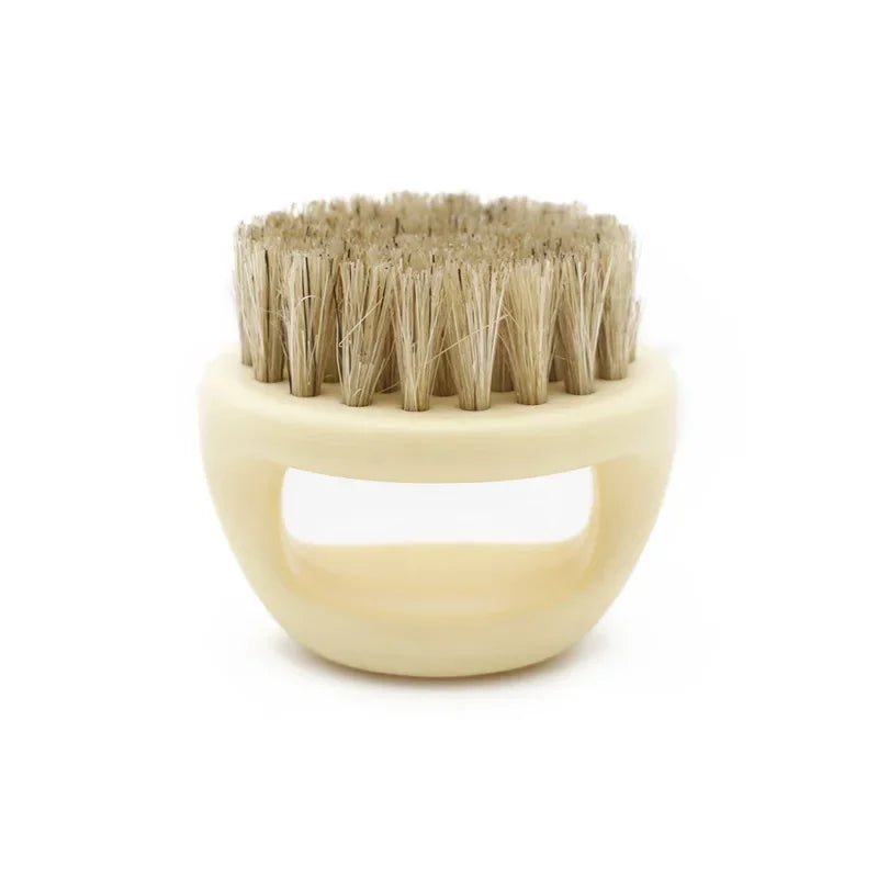 Pro Hairdresser Dust Brush Anti Static Boar Bristle Ring Beard Comb Salon Hair Sweep Brushes Shaving Facial Men's Mustache Brush