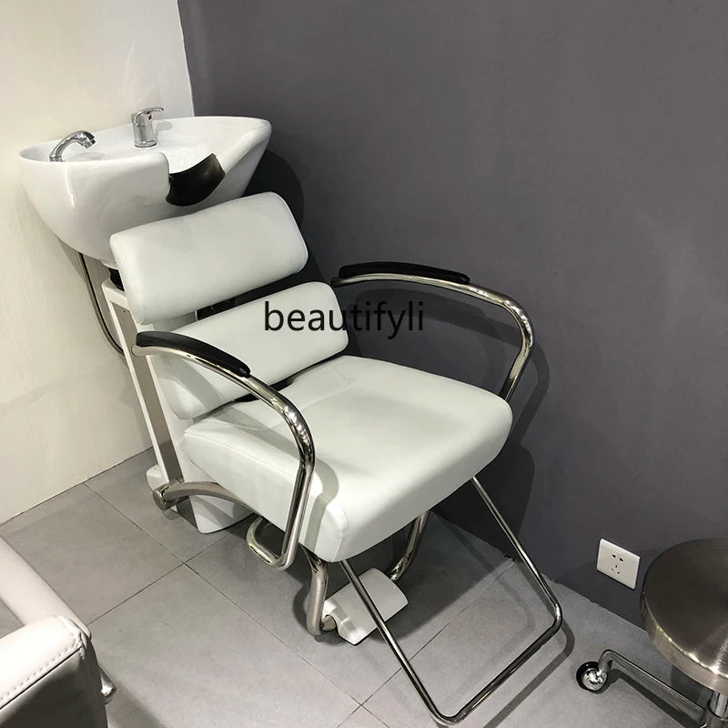 Half Recliner Shampoo Chair for Hair Salon Hairdressing Beauty Salon Flush Shampoo Japanese Sitting Hair-Washing Chair