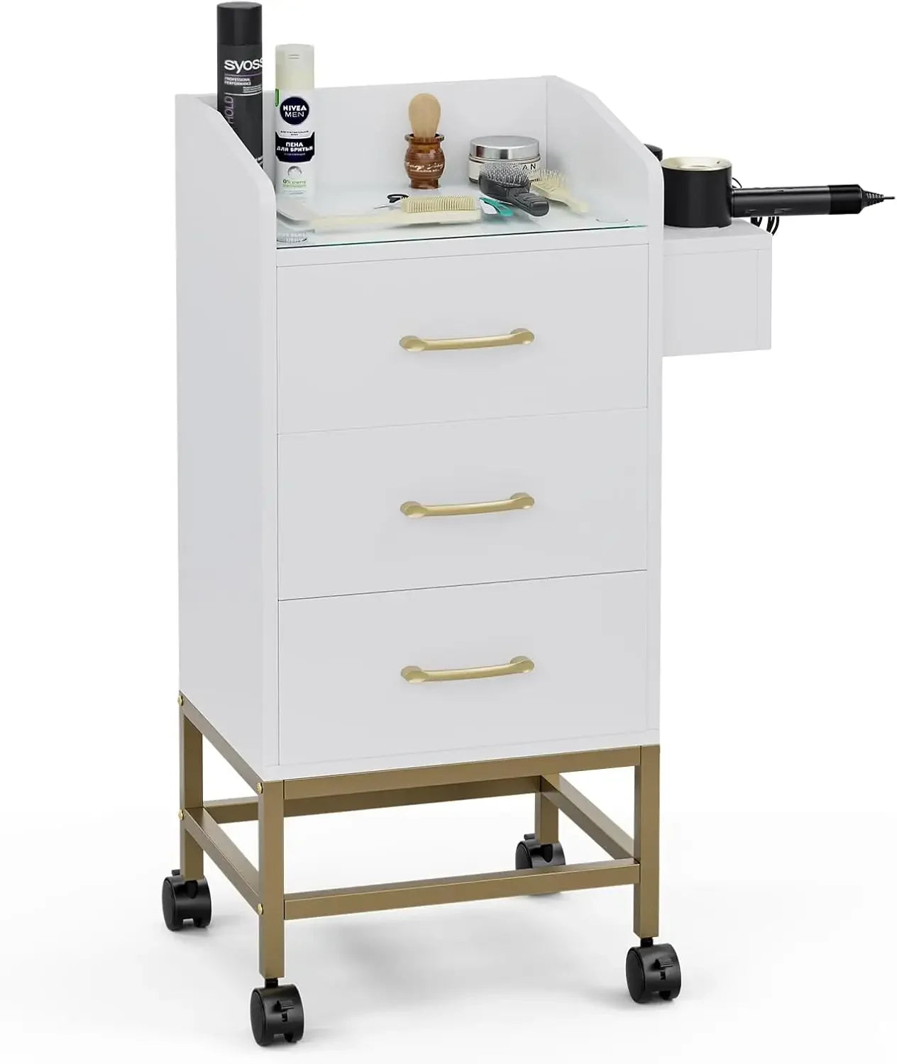 Salon trolley,Beauty Salon Storage Trolley Cart,Barber Salon Styling Station Cabinet,GlassTop Hair Stylist Station,Salon trolley
