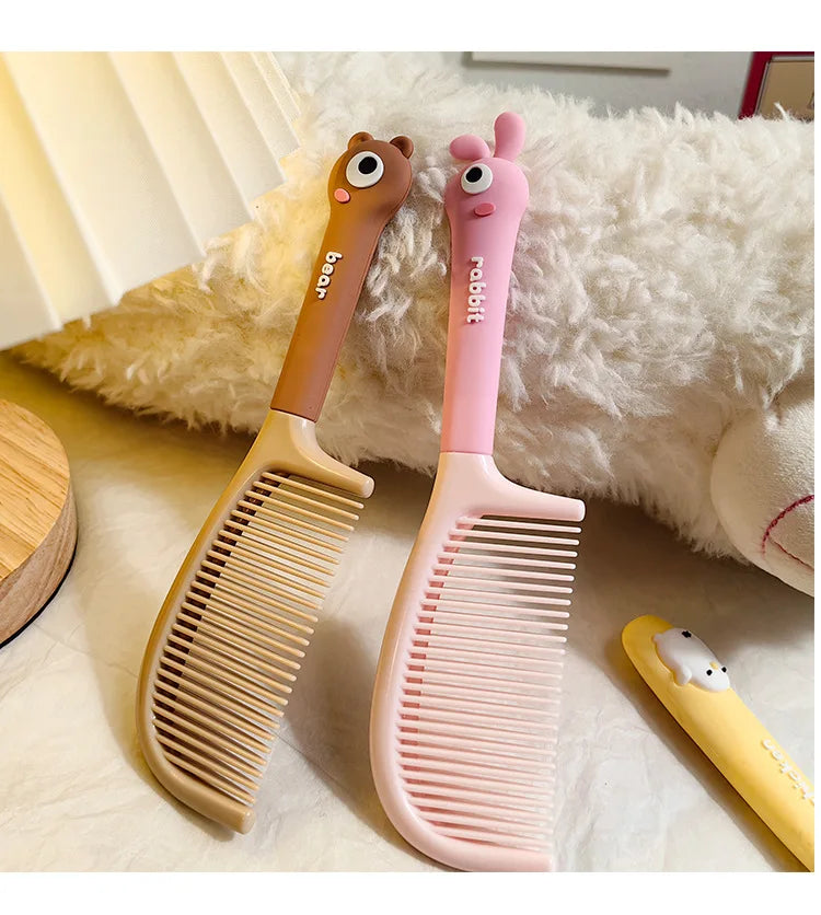 Cartoon Animal Straight Hair Comb for Kids Kawii Silicone Plastic Comb Soft Handle