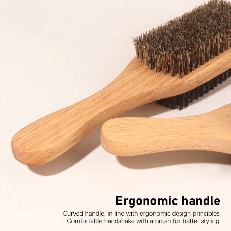 Household Use Men Boar Bristle Hair Brush Natural Beech Wooden Wave Brushes Beard Hairbrush Dual-Purpose Double-Sided Beard