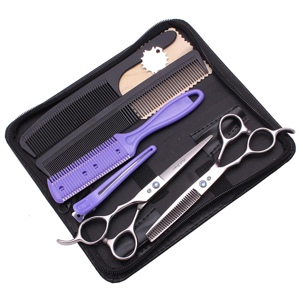 Left Hand Hairdressing Scissors Purple Dragon 6'' Barber Shop Cutting Shears Thinning Scissors Professional Hair Scissors Z8001