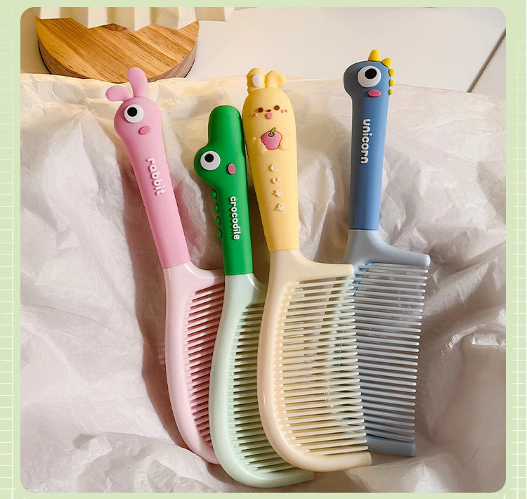 Cartoon Animal Straight Hair Comb for Kids Kawii Silicone Plastic Comb Soft Handle