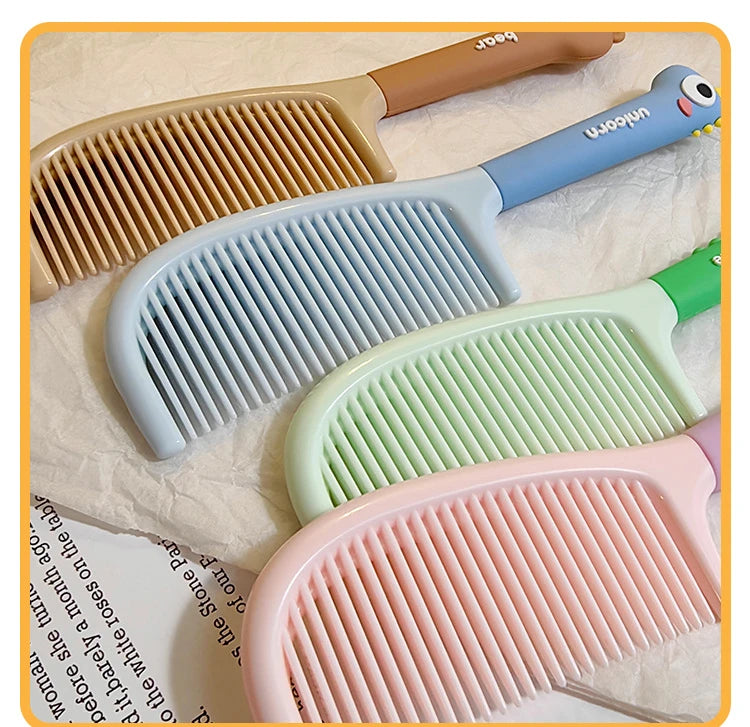 Cartoon Animal Straight Hair Comb for Kids Kawii Silicone Plastic Comb Soft Handle