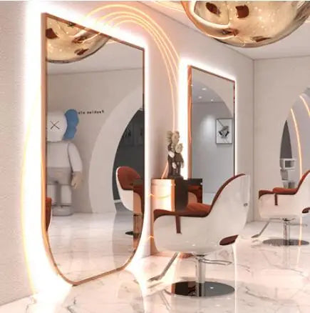 Barber shop single wall mirror net red wall mounted LED hairdresser mirror platform new style