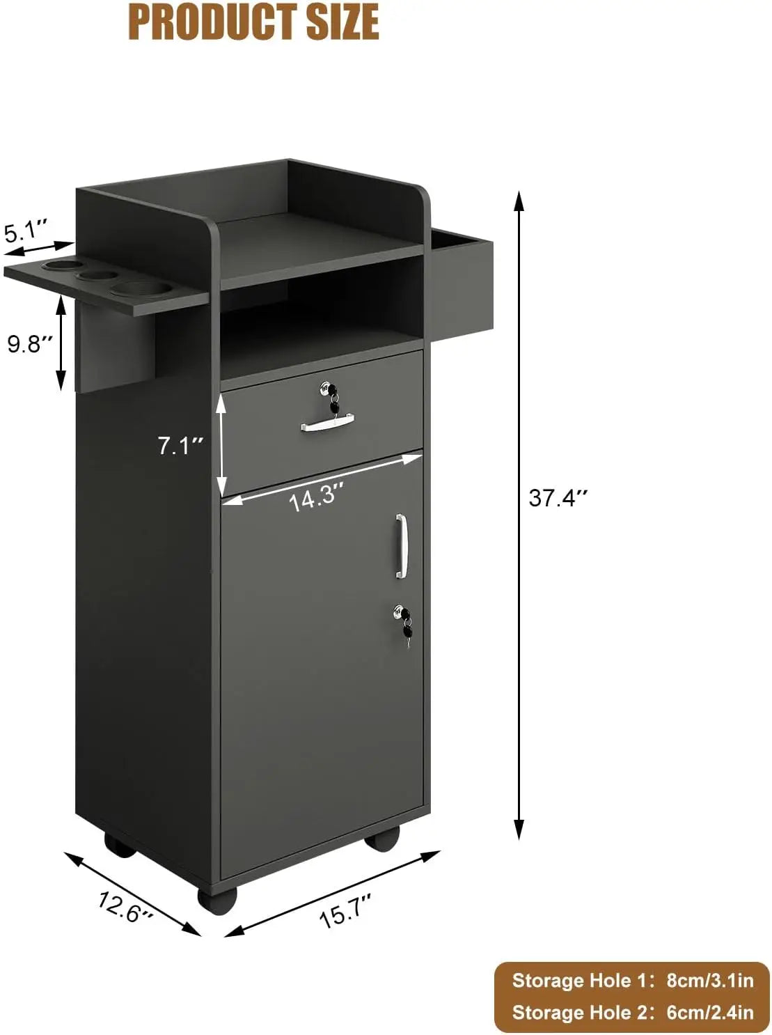 Station,Versatile Salon Stations for Hair Stylists with Locking Drawers and 3 Tool Holsters Spa Storage Trolley Cart for Home Sa