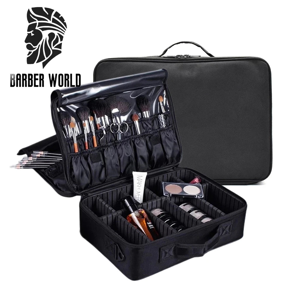 Beauty Artist Makeup Storage Bag Salon Barber Tools Box Adjustable Interval Size Organizer Portable Travel Carry Cosmetic Case