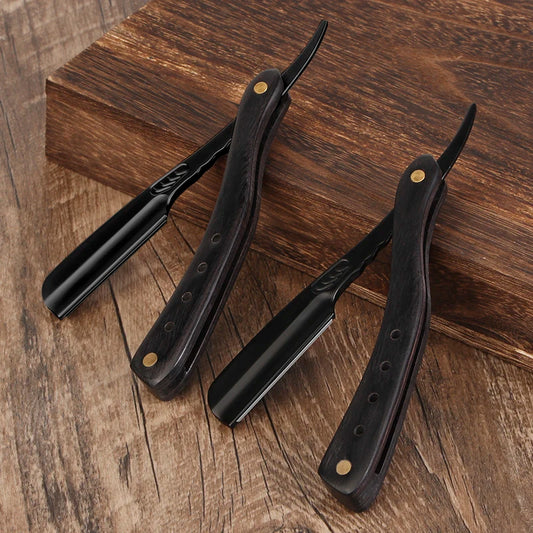 Barbershop Men Shaving Barber Tools Hair Razor Black Folding  Replaceable Blades Shaving Knife Stainless Steel