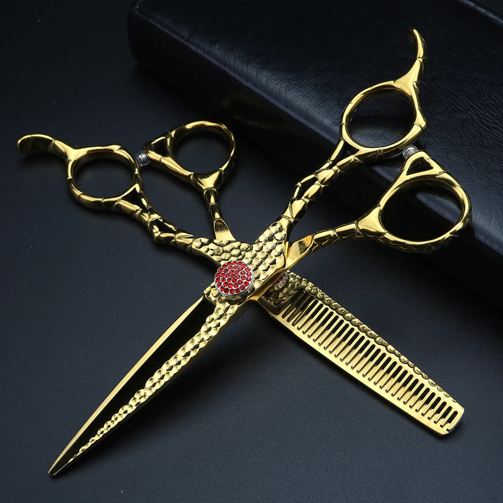 XUANFENG forged hair scissors 6 inch Japanese 440C steel cutting and thinning scissors Barber scissors