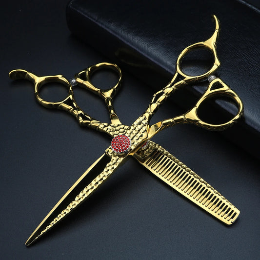 XUANFENG forged hair scissors 6 inch Japanese 440C steel cutting and thinning scissors Barber scissors