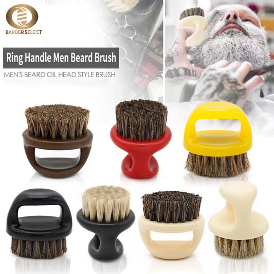 Pro Hairdresser Dust Brush Anti Static Boar Bristle Ring Beard Comb Salon Hair Sweep Brushes Shaving Facial Men's Mustache Brush