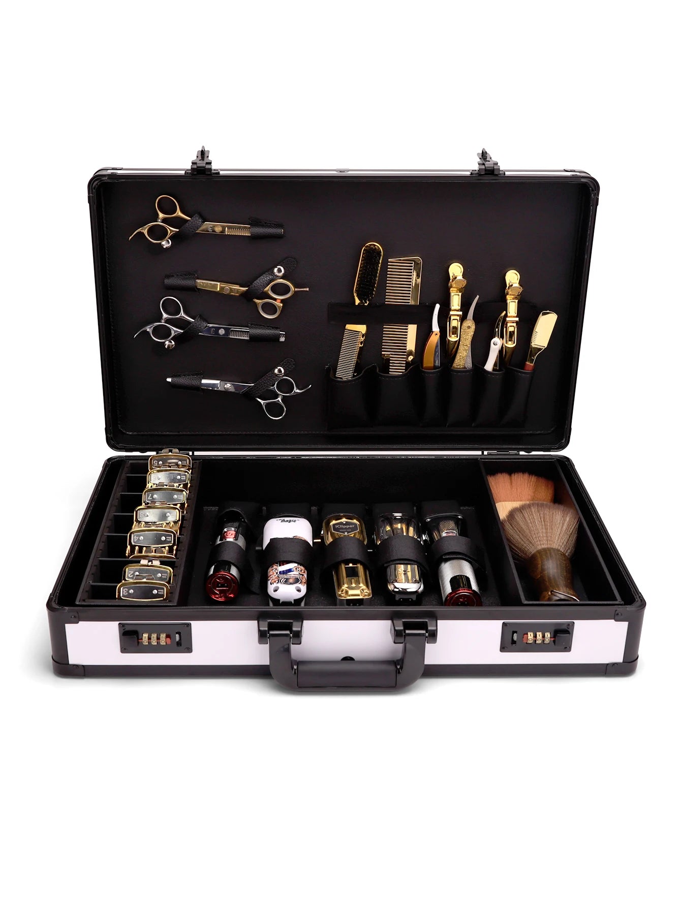 Aluminum Suitcase Barbershop Haircut Tools Box High-capacity Portable Outdoor Storage Case Hairdresser Makeup Art Tools Box