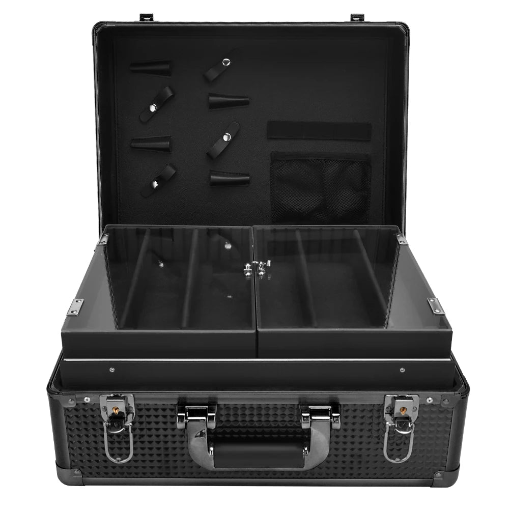 Black Barber Hairdressing Tool Case Hair Stylist Clipper Scissors Comb Storage Box Carrying Barbershop Suitcase