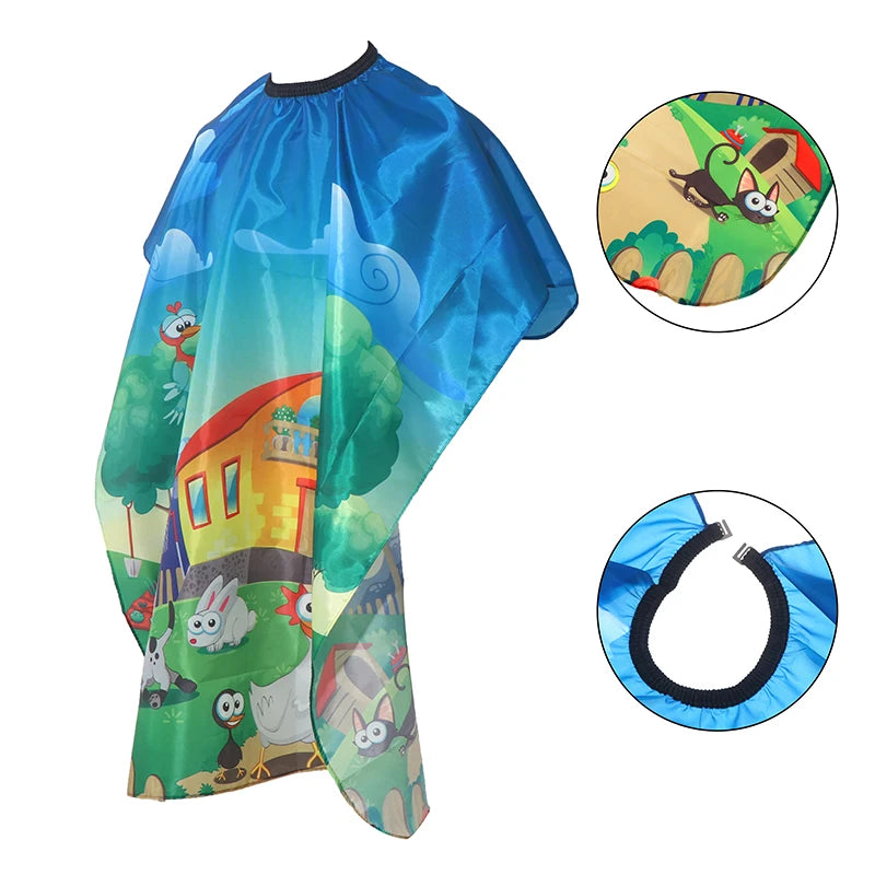 Cute Animal Printing Kids Haircut Cape Cover Professional Waterproof Barber Hairdresser Apron Salon Children Hair Styling Cloak