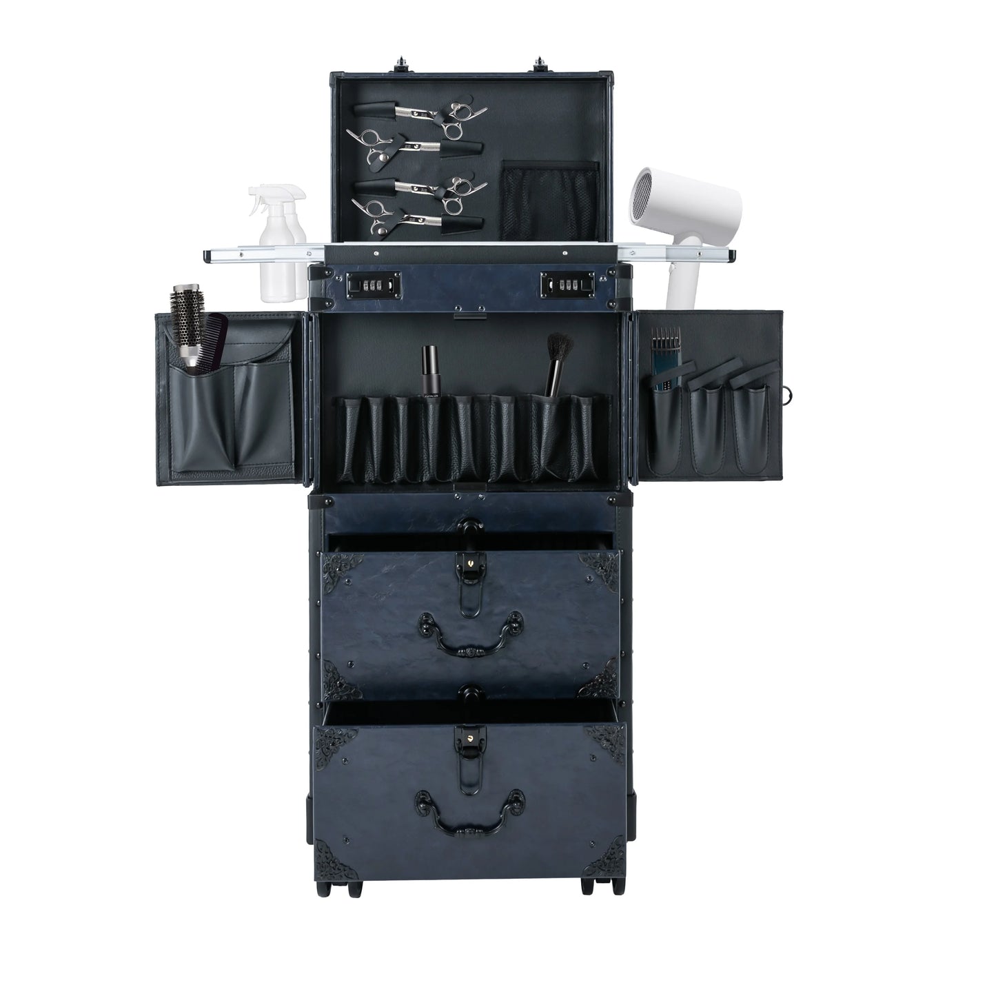 Mobile Salon Trolley Storage Organizer Rolling Makeup Case  Hairdressing Tool Traveling Suitcase