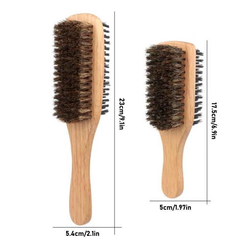 Household Use Men Boar Bristle Hair Brush Natural Beech Wooden Wave Brushes Beard Hairbrush Dual-Purpose Double-Sided Beard