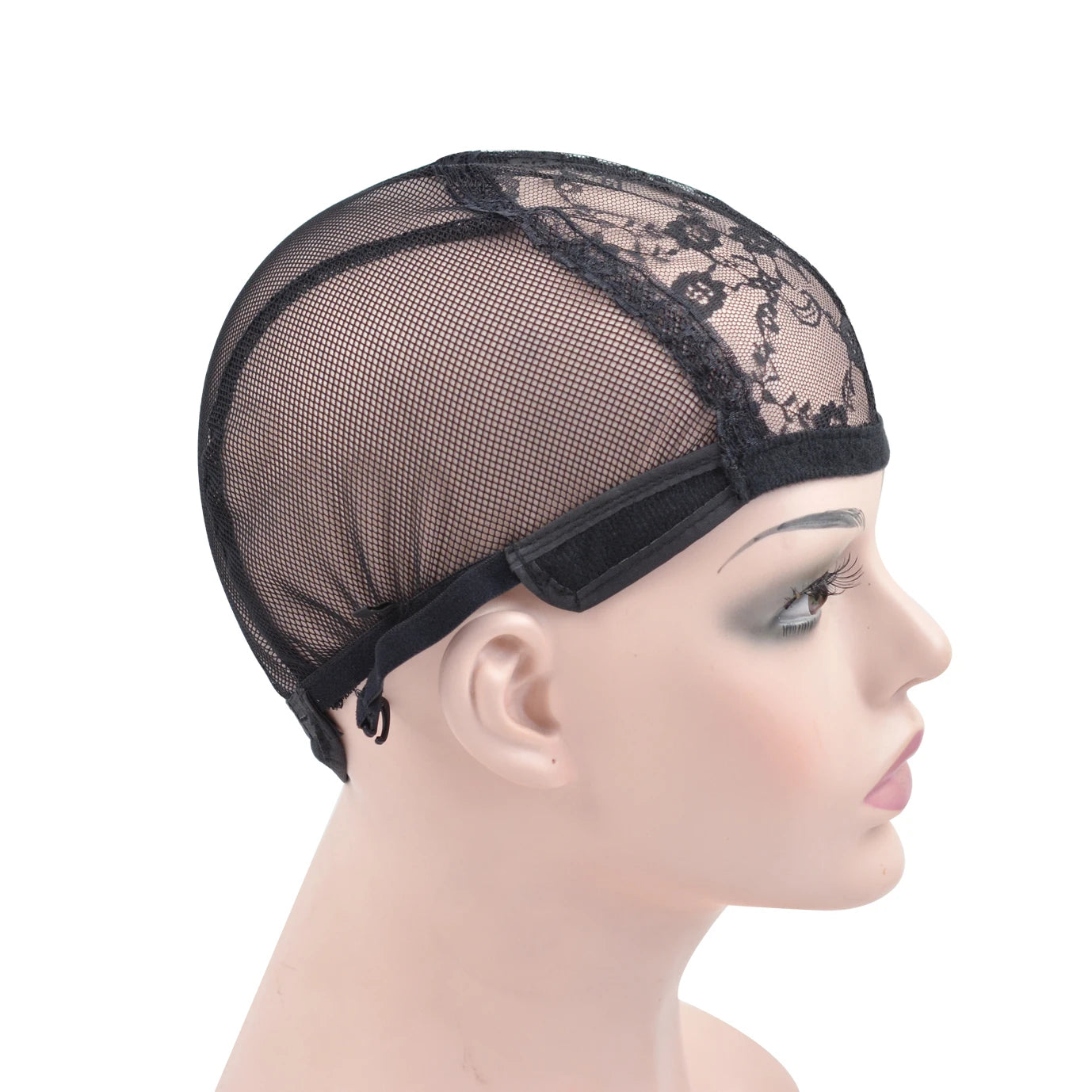 1pc Black Lace Wig Caps for Wig Making Wigs Hair Net for Women with Adjustable Straps to Hold Wigs in Place