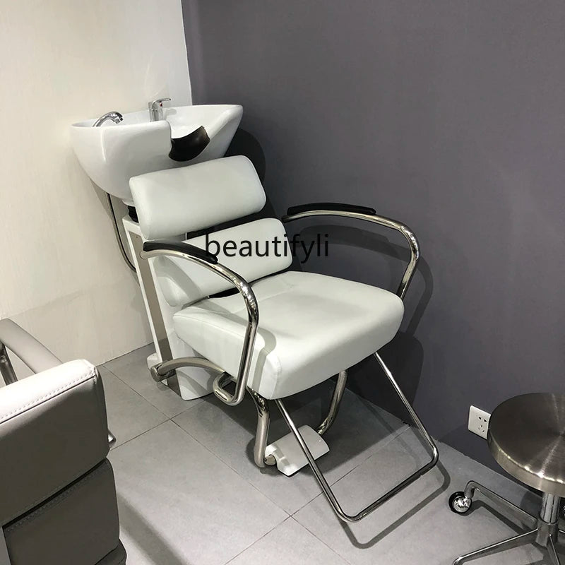 Half Recliner Shampoo Chair for Hair Salon Hairdressing Beauty Salon Flush Shampoo Japanese Sitting Hair-Washing Chair