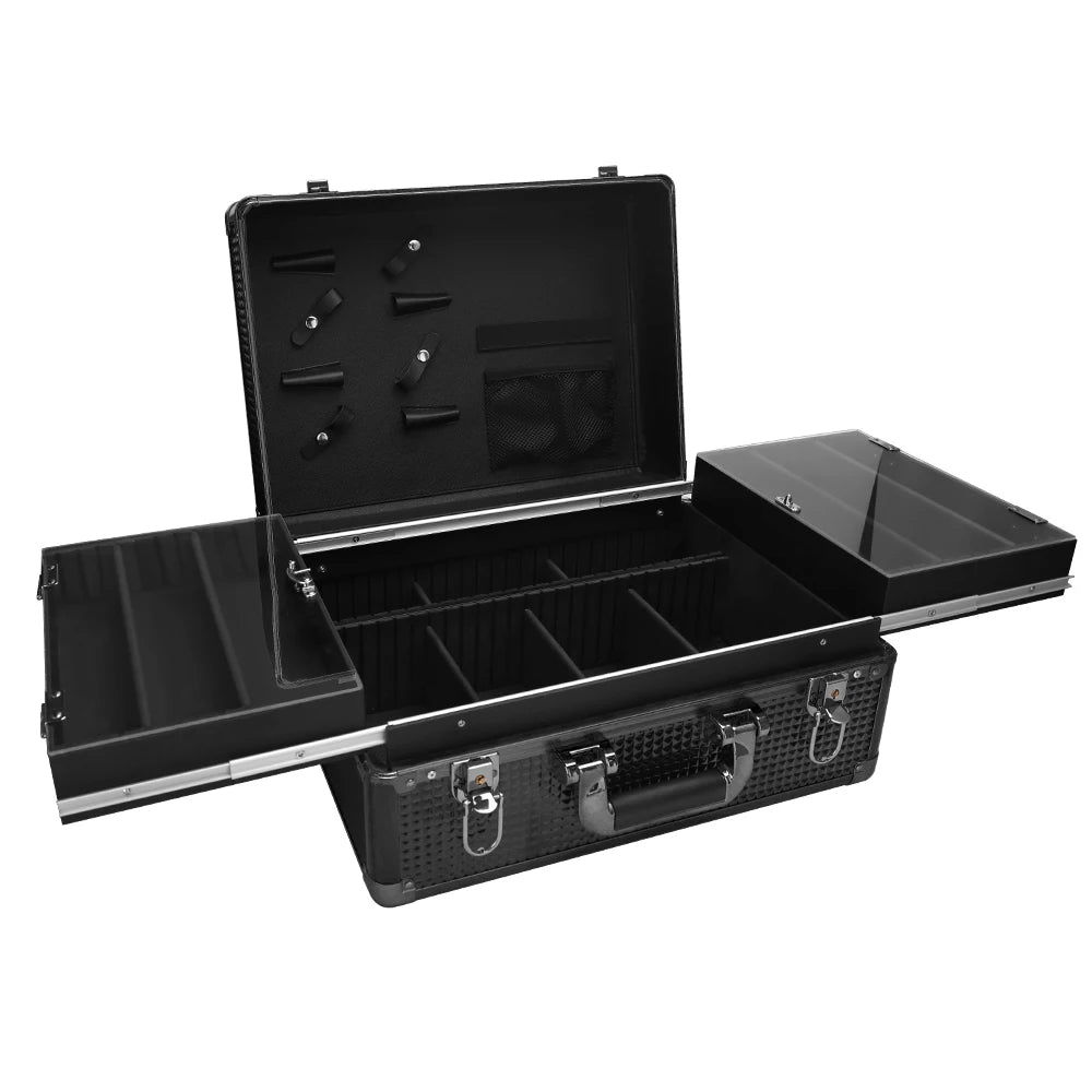 Black Barber Hairdressing Tool Case Hair Stylist Clipper Scissors Comb Storage Box Carrying Barbershop Suitcase