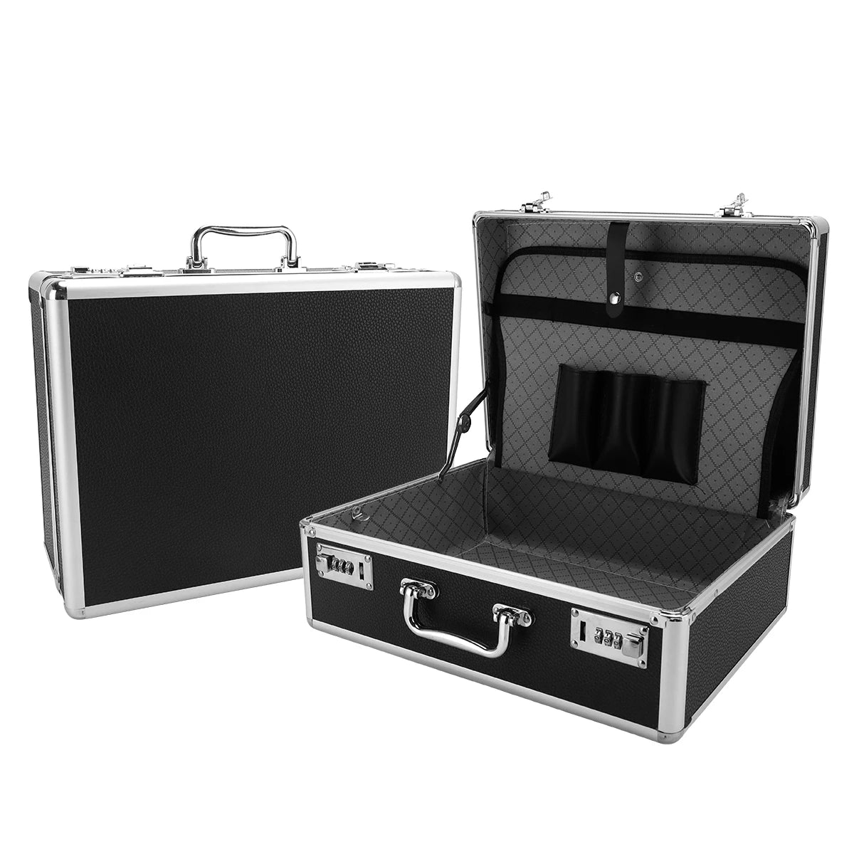 Top Black Aluminum Hard Suitcase Barber Tool Salon Hairdressing Accessories With Password Atorage Case Carrying Travel Box