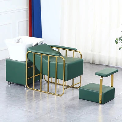 Color Custom Professional Elegant Lying Hair Salon Furniture Washing Bed Shampoo Chair With Basin