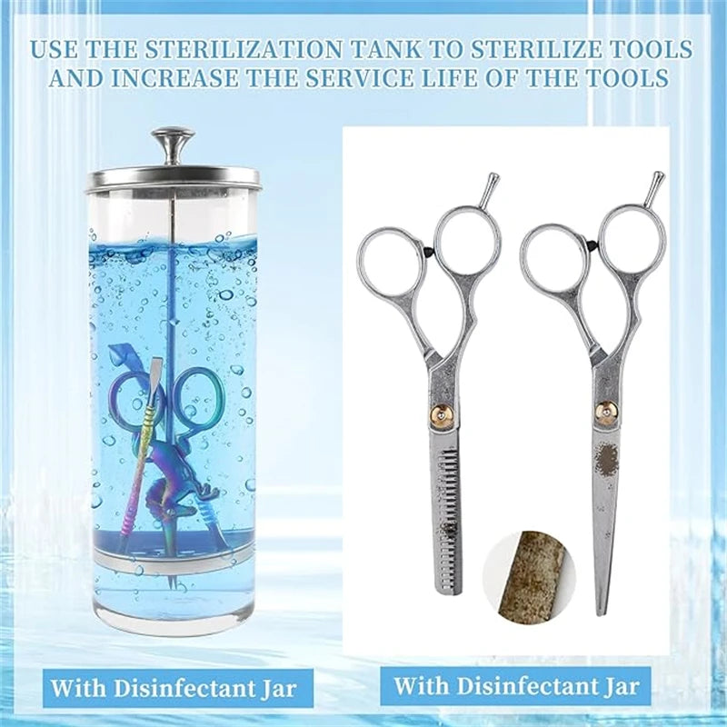 35 OZ Sterilizer Jar Barber Glass Cleaning Spa Eyelash Extensions Nail Tool Barbe Sanitizing Disinfection Removable Basket