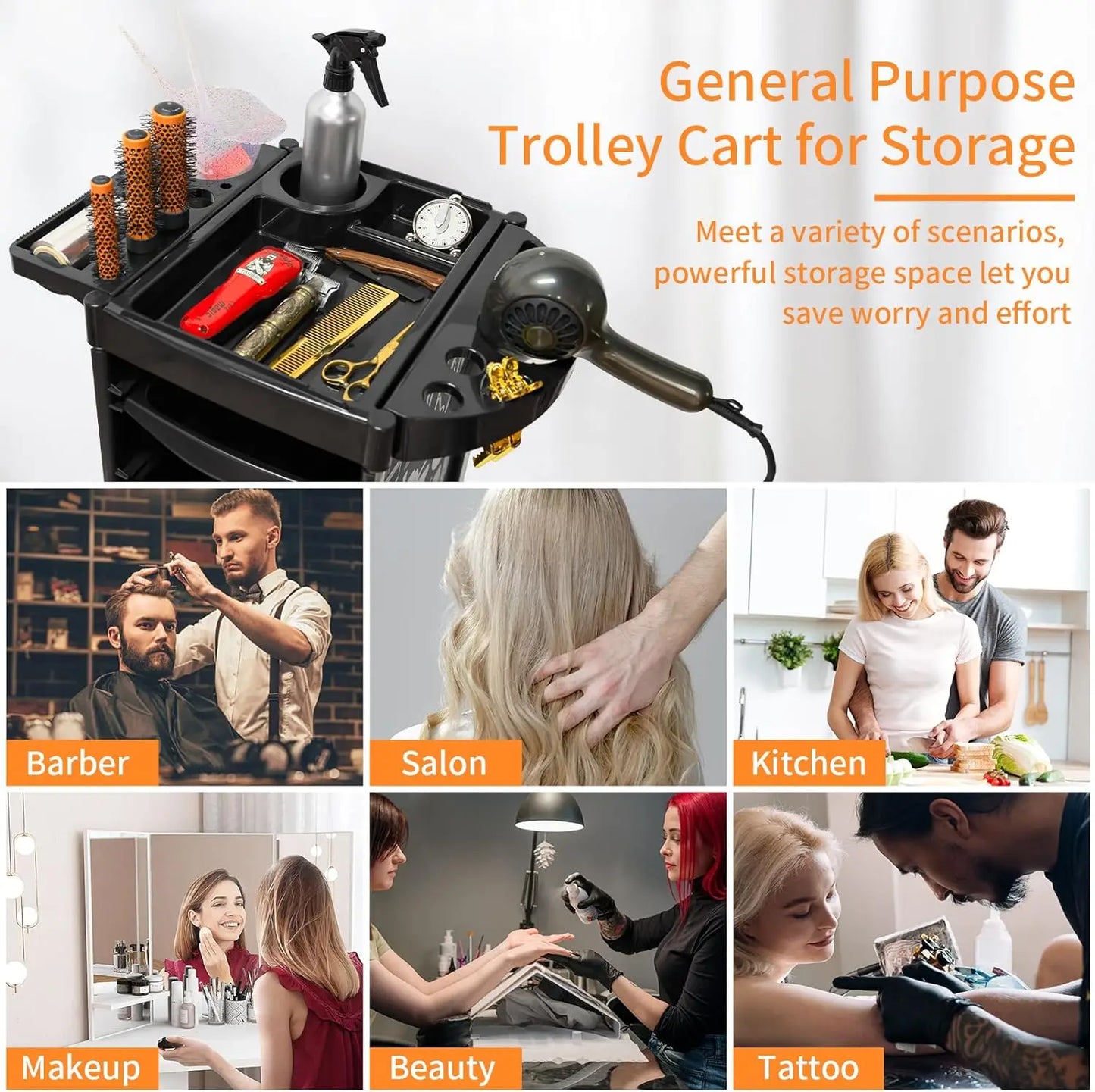 Barbershop Rolling Cart Hairdressing Tool Storage Trolley Cabinet New Beauty Salon Large Capacity Moveable Station Barber